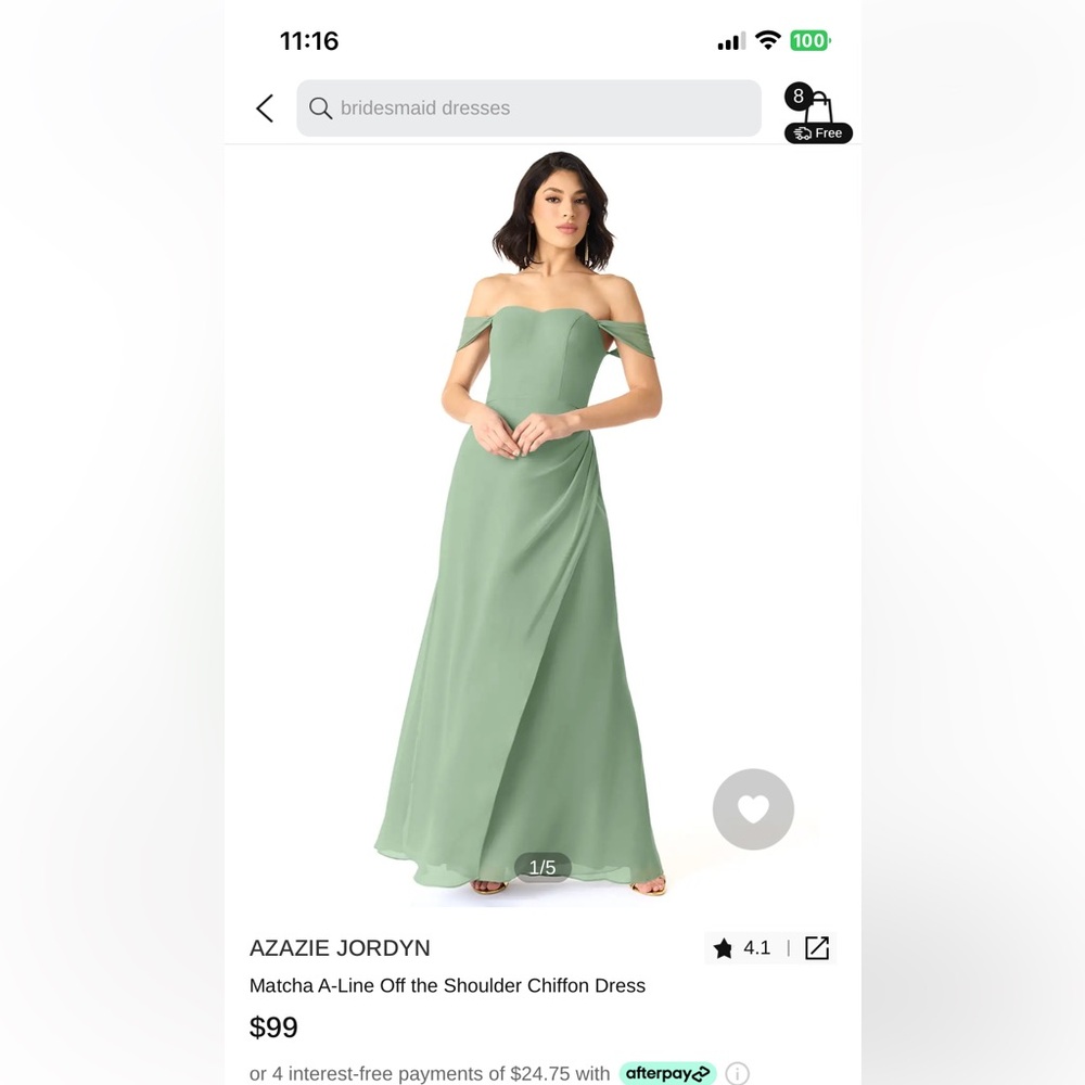 Azazie Jordyn bridesmaid dress in matcha green